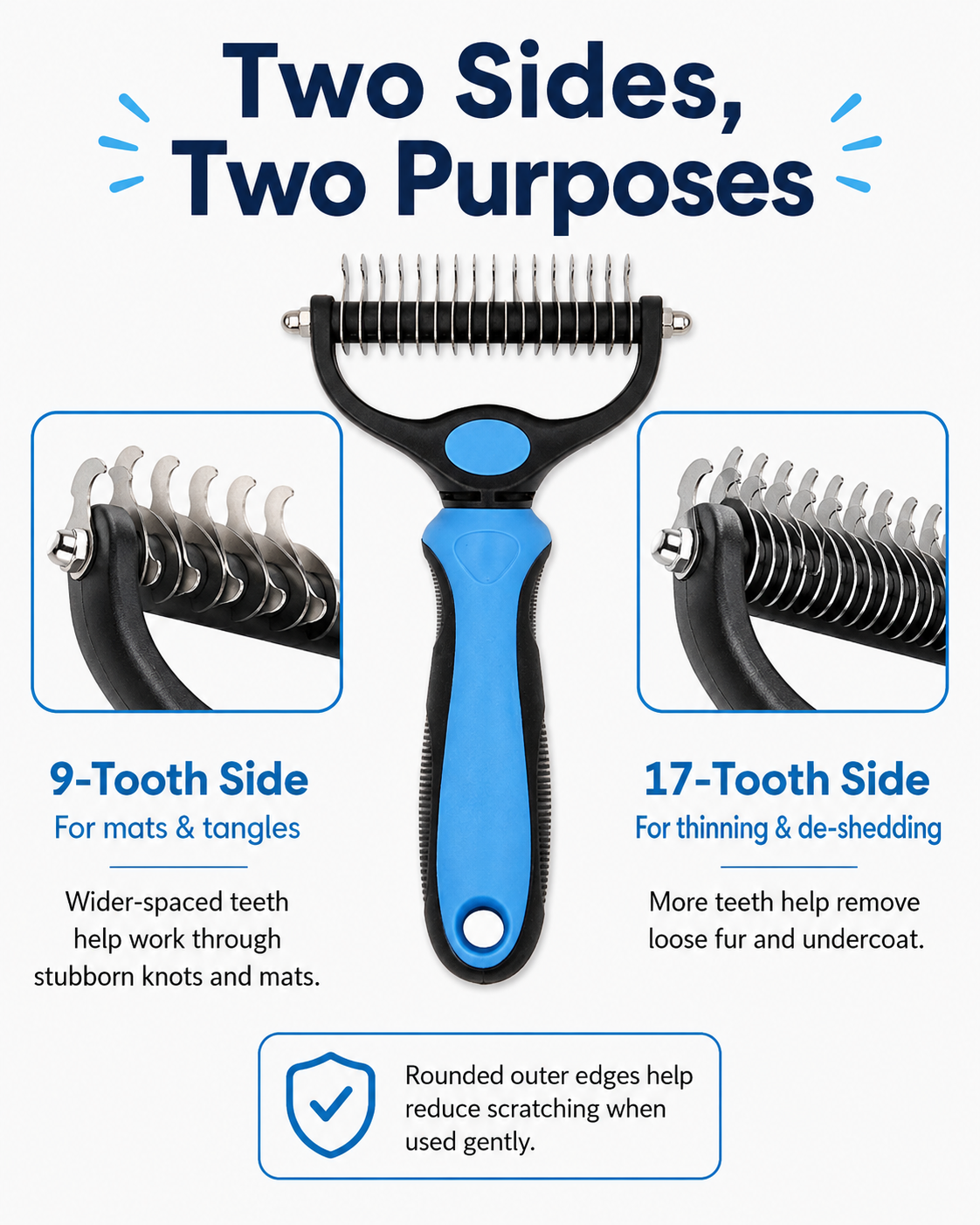 Dual-Sided Pet Grooming Comb for Dogs & Cats
